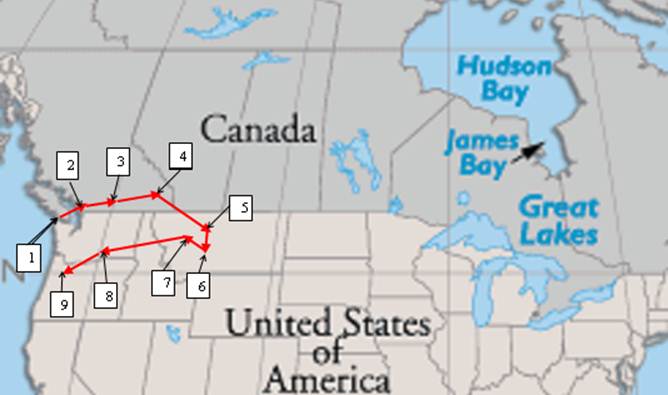 Beskrivning: 2005 Canada Summer Tour map
