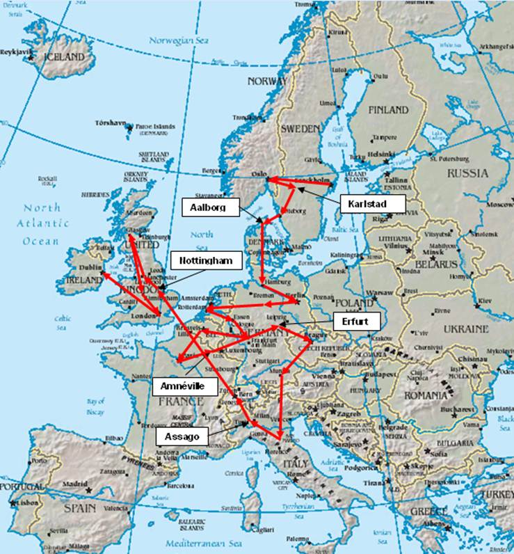 Beskrivning: 2005 Europe Fall Tour map