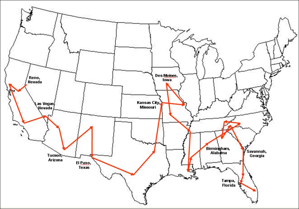 2006 US Spring Tour map