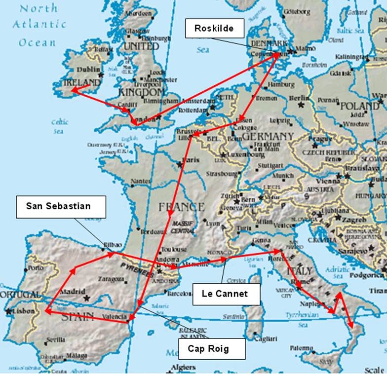 Beskrivning: 2006 Europe Summer Tour map